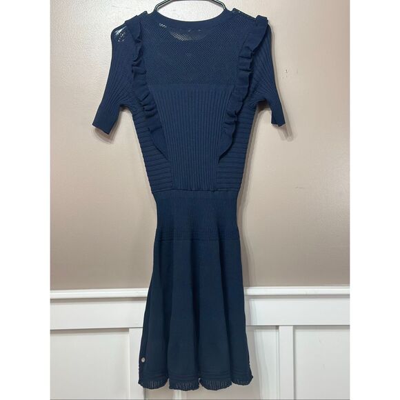 NWOT Ruffle Trim Pointelle Night Melange Fit & Flare Yoke Dress Women's Small - Picture 12 of 13
